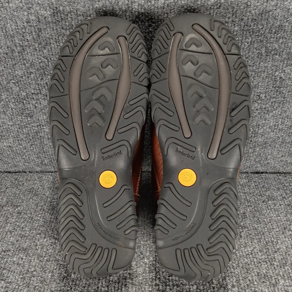 Timberland Slip On Loafers Mens 5.5 Brown Leather Round Moc Toe Shoes Casual